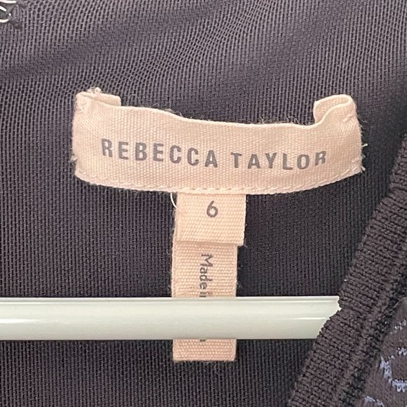 Like New Rebecca Taylor Blue and Black Textured V Neck Knee Length Dress Size 6 - Picture 4 of 7